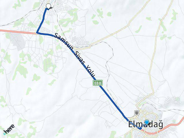 Ankara Elmadağ Hasanoğlan Bahçelievler Elmadağ Arası Kaç Km - Yol Haritası