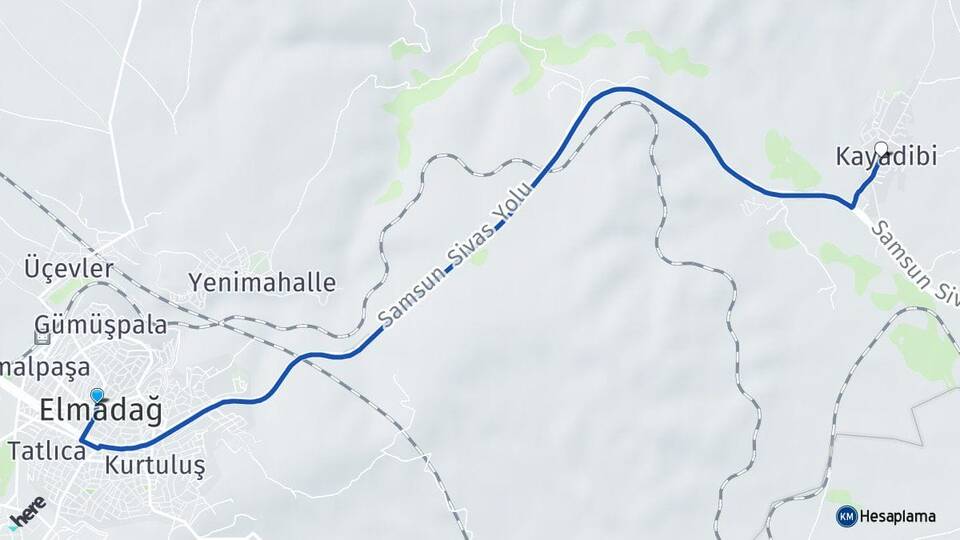 Ankara Elmadağ Kayadibi Elmadağ Arası Kaç Km - Yol Haritası