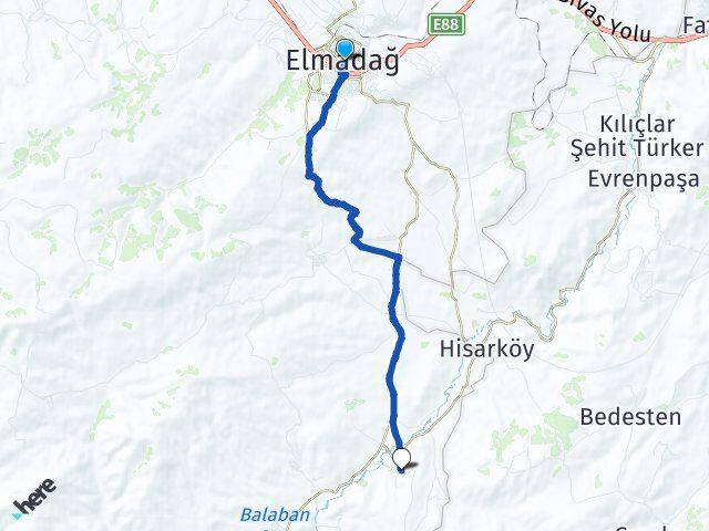 Ankara Elmadağ Kuşçuali Elmadağ Arası Kaç Km - Yol Haritası