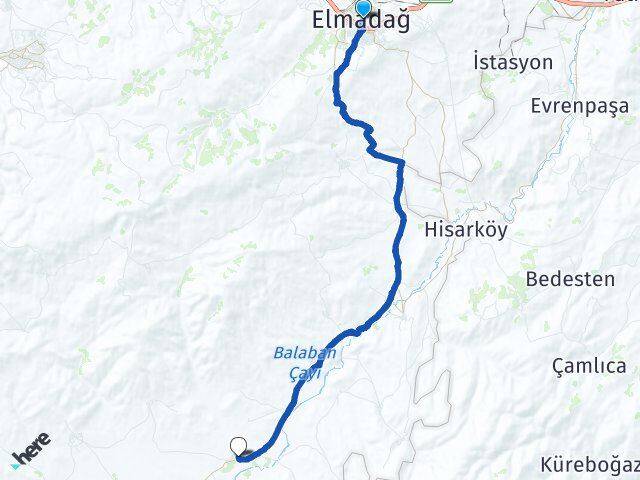 Ankara Elmadağ Süleymanlı Elmadağ Arası Kaç Km - Yol Haritası