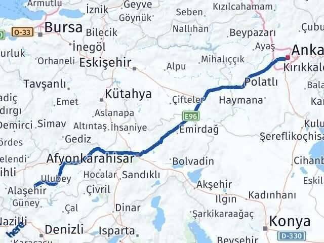 Ankara Eşme Uşak Arası Kaç Km - Yol Haritası