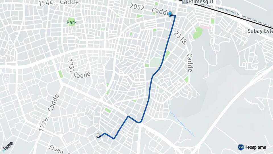 Ankara Etimesgut Ahi Mesut Etimesgut Arası Kaç Km - Yol Haritası