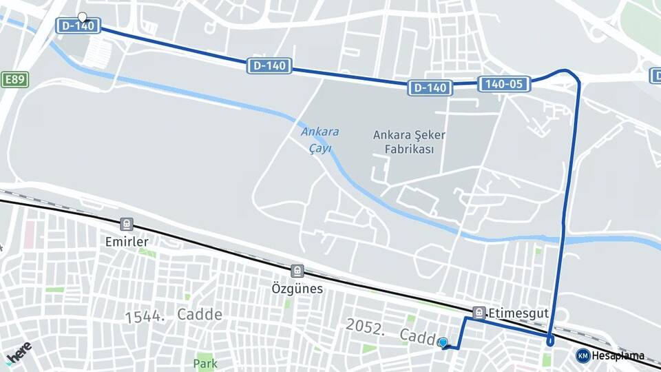 Ankara Etimesgut Atayurt Etimesgut Arası Kaç Km - Yol Haritası