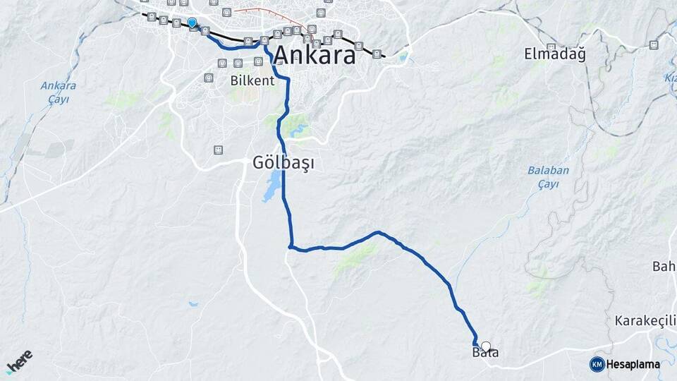 Ankara Etimesgut Bala Arası Kaç Km - Yol Haritası