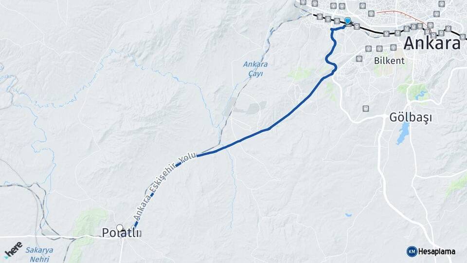 Ankara Etimesgut Polatlı Arası Kaç Km - Yol Haritası