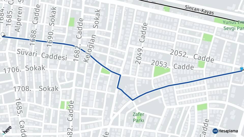 Ankara Etimesgut Süvari Etimesgut Arası Kaç Km - Yol Haritası