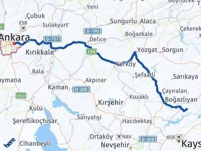 Ankara Felahiye Kayseri Arası Kaç Km - Yol Haritası