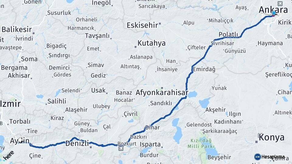 Ankara Germencik Aydın Arası Kaç Km - Yol Haritası