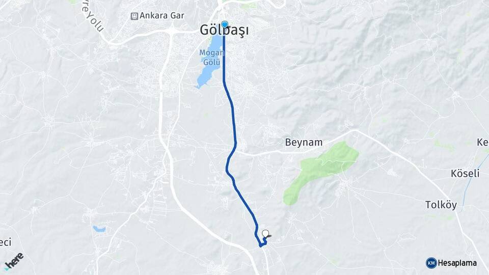 Ankara Gölbaşı Ahiboz Gölbaşı Arası Kaç Km - Yol Haritası
