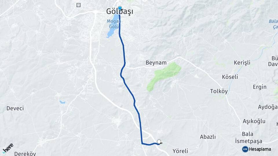Ankara Gölbaşı Bağiçi Gölbaşı Arası Kaç Km - Yol Haritası