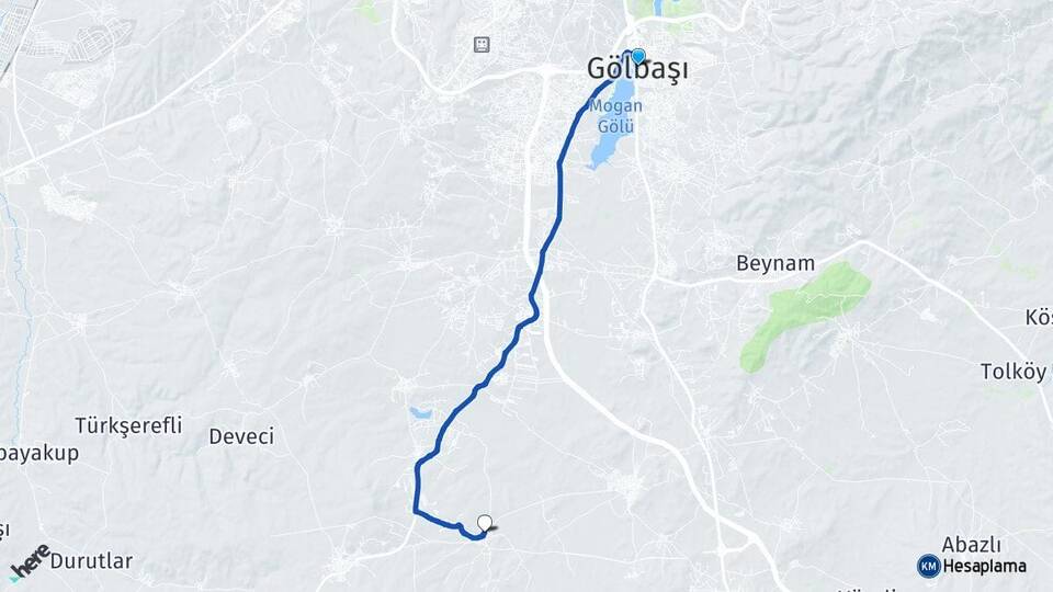 Ankara Gölbaşı Dikilitaş Gölbaşı Arası Kaç Km - Yol Haritası