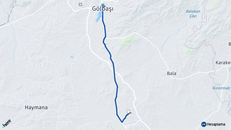 Ankara Gölbaşı Emirler Gölbaşı Arası Kaç Km - Yol Haritası