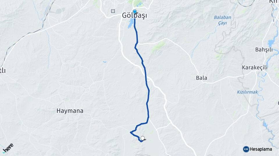 Ankara Gölbaşı Gölbek Gölbaşı Arası Kaç Km - Yol Haritası