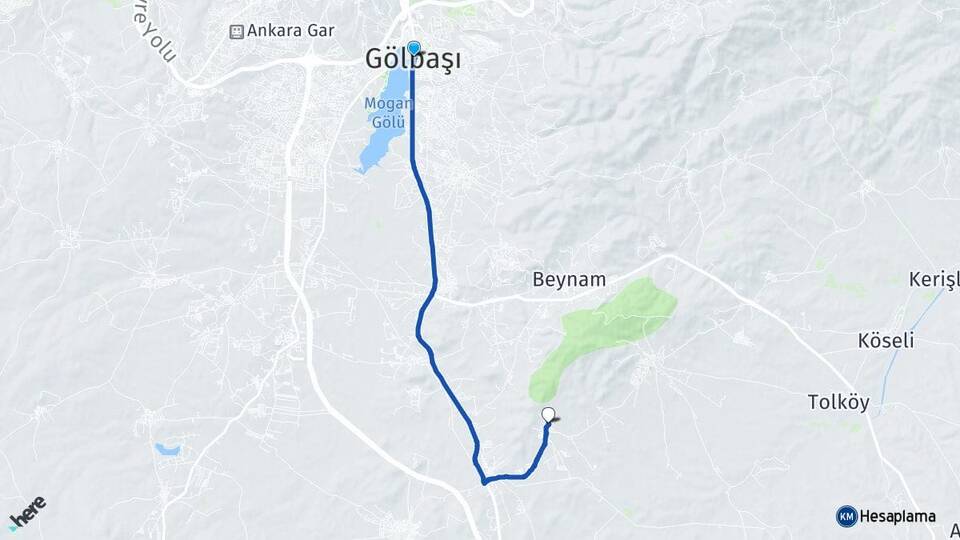 Ankara Gölbaşı Günalan Gölbaşı Arası Kaç Km - Yol Haritası