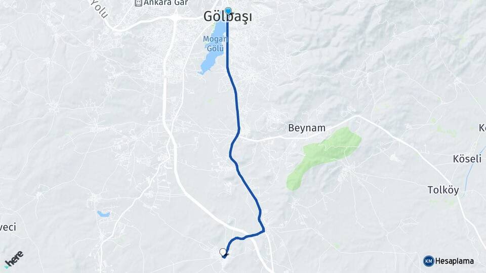 Ankara Gölbaşı Karagedik Aydın Gölbaşı Arası Kaç Km - Yol Haritası