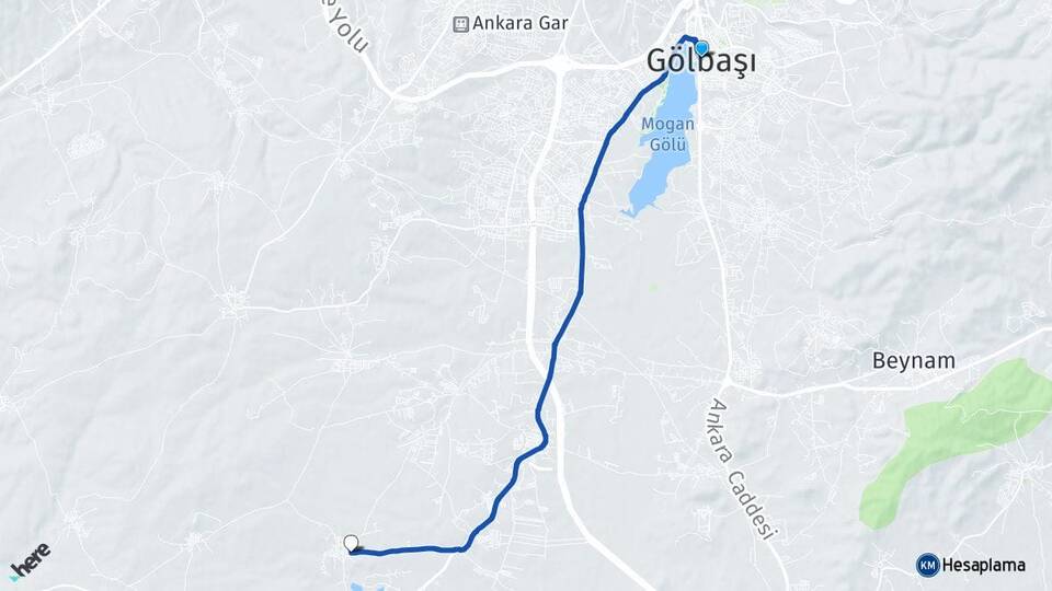 Ankara Gölbaşı Topaklı Gölbaşı Arası Kaç Km - Yol Haritası