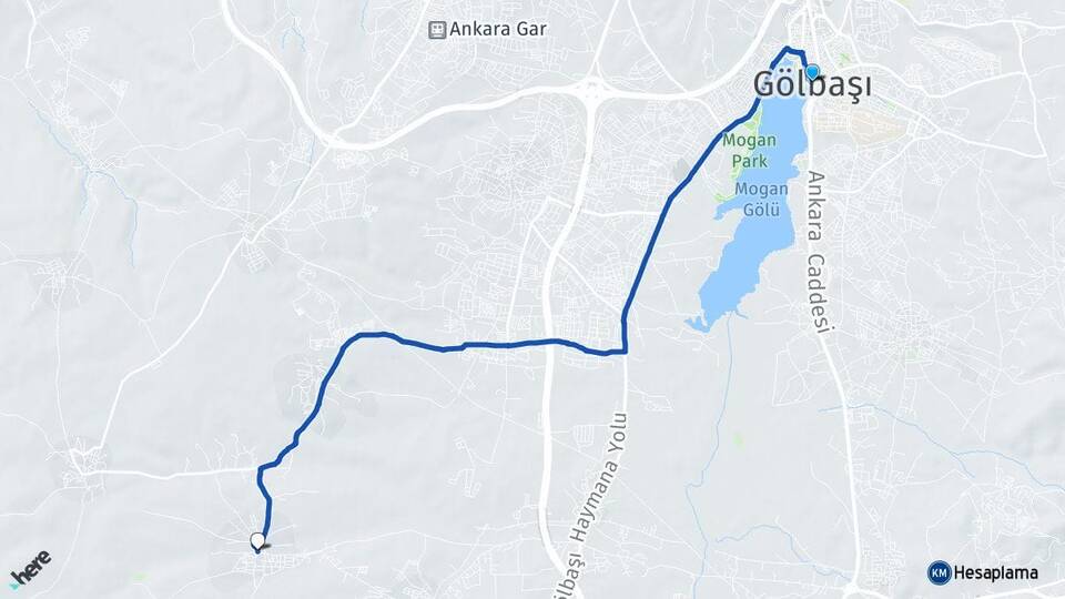 Ankara Gölbaşı Velihimmetli Gölbaşı Arası Kaç Km - Yol Haritası