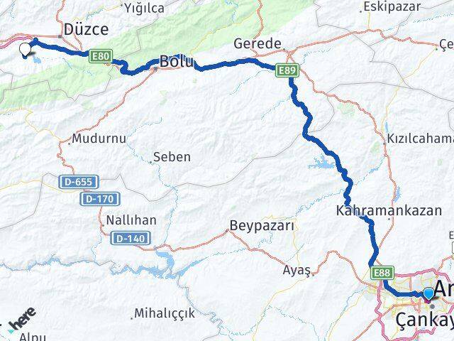 Ankara Gölyaka Düzce Arası Kaç Km - Yol Haritası