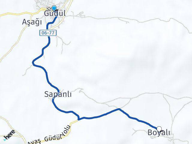 Ankara Güdül Boyalı Güdül Arası Kaç Km - Yol Haritası