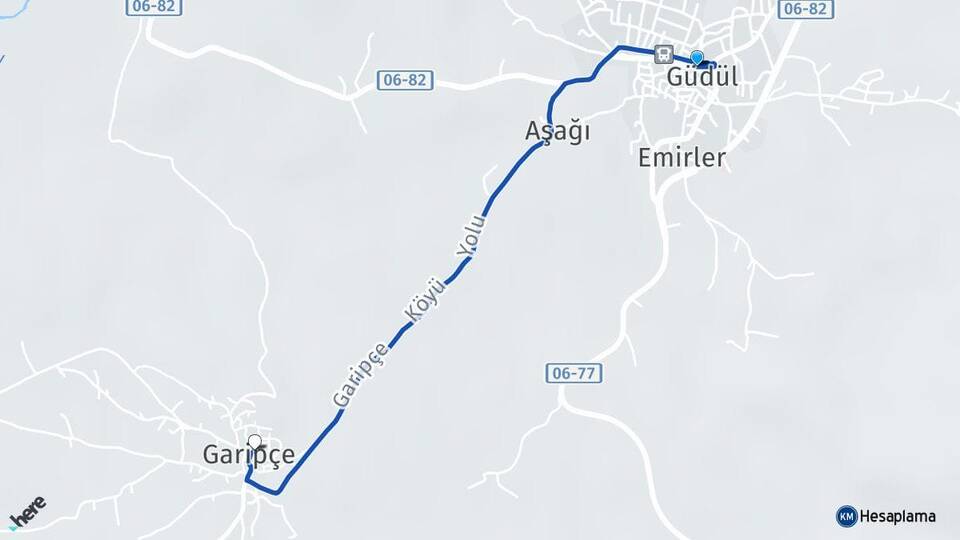 Ankara Güdül Garipçe Güdül Arası Kaç Km - Yol Haritası