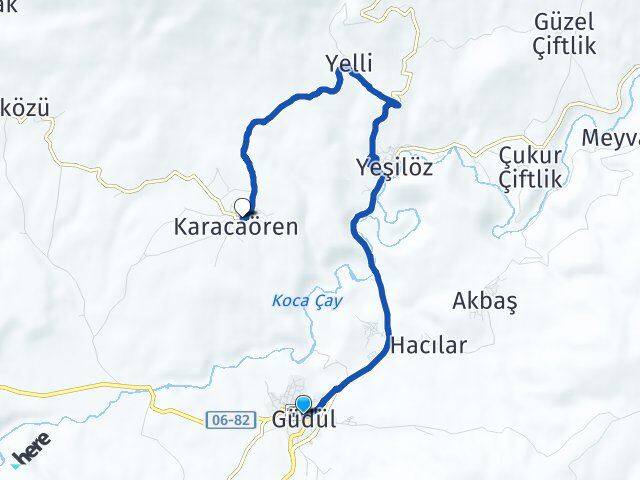 Ankara Güdül Karacaören Güdül Arası Kaç Km - Yol Haritası