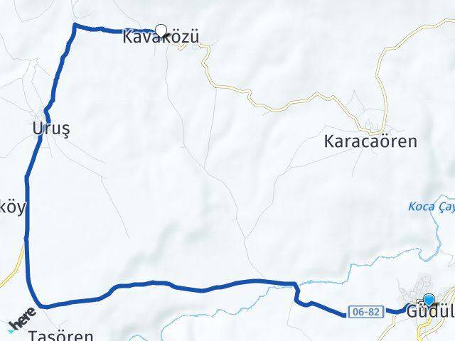 Ankara Güdül Kavaközü Güdül Arası Kaç Km - Yol Haritası