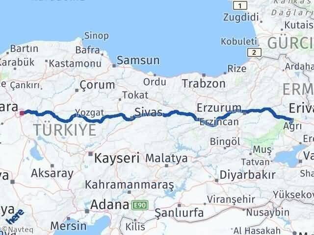 Ankara Hamur Ağrı Arası Kaç Km - Yol Haritası