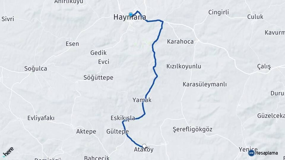 Ankara Haymana Ataköy Haymana Arası Kaç Km - Yol Haritası