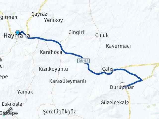 Ankara Haymana Durupınar Haymana Arası Kaç Km - Yol Haritası