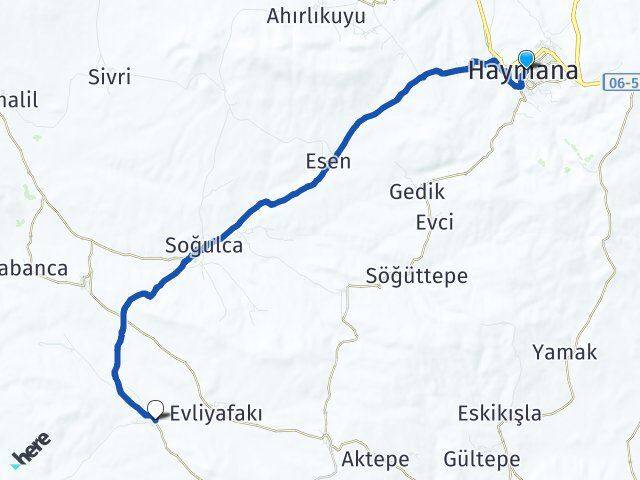 Ankara Haymana Kavak Haymana Arası Kaç Km - Yol Haritası