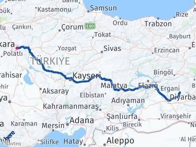 Ankara Hazro Diyarbakır Arası Kaç Km - Yol Haritası