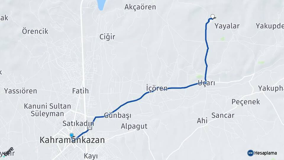 Ankara Kahramankazan İnceğiz Kahramankazan Arası Kaç Km - Yol Haritası