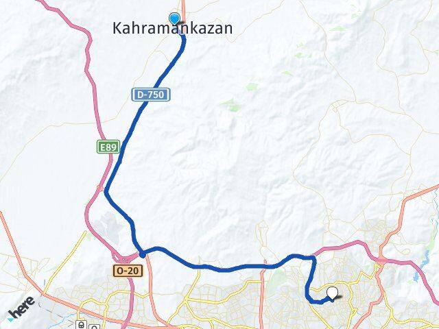 Ankara Kahramankazan İncirli Keçiören Arası Kaç Km - Yol Haritası