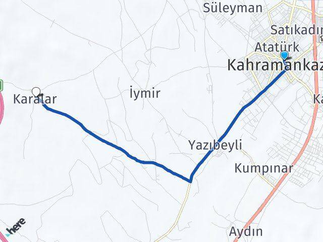 Ankara Kahramankazan Karalar Kahramankazan Arası Kaç Km - Yol Haritası