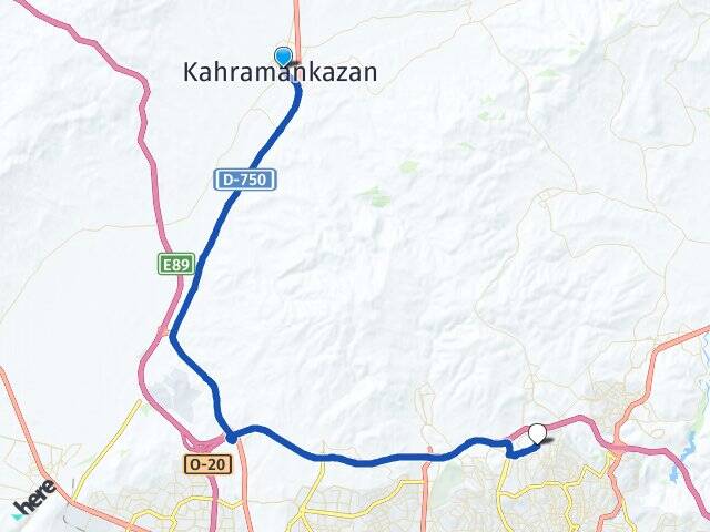 Ankara Kahramankazan Ovacık Keçiören Arası Kaç Km - Yol Haritası