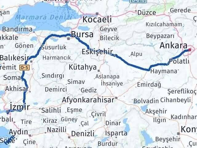 Ankara Karabağlar İzmir Arası Kaç Km - Yol Haritası
