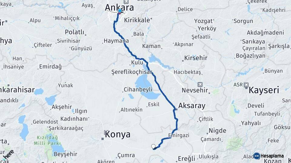 Ankara Karapınar Konya Arası Kaç Km - Yol Haritası