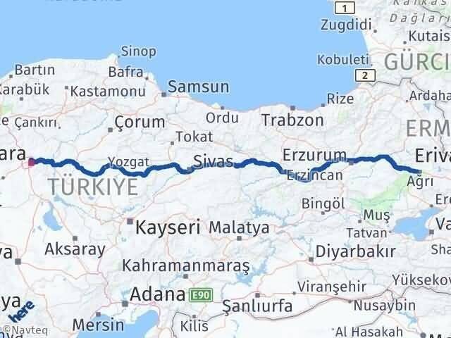 Ankara Keçiören Ağrı Arası Kaç Km - Yol Haritası