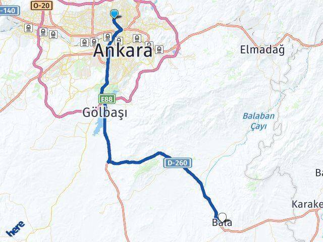 Ankara Keçiören Etlik Bala Arası Kaç Km - Yol Haritası