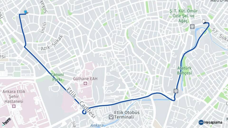 Ankara Keçiören Etlik Keçiören Arası Kaç Km - Yol Haritası