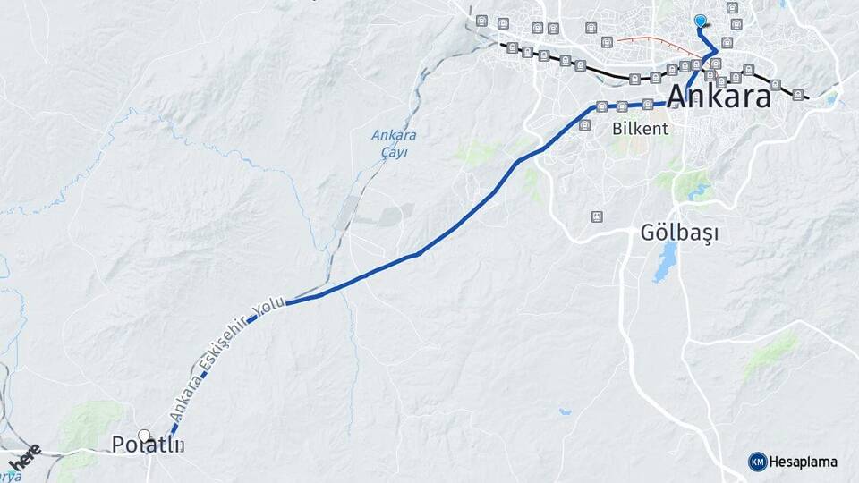 Ankara Keçiören Etlik Polatlı Arası Kaç Km - Yol Haritası