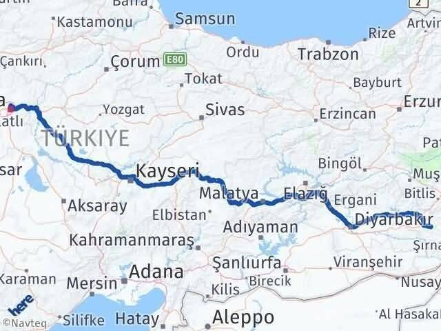 Ankara Keçiören Siirt Arası Kaç Km - Yol Haritası
