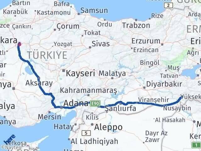 Ankara Keçiören Şırnak Arası Kaç Km - Yol Haritası