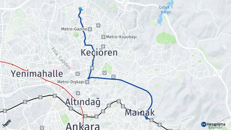 Ankara Keçiören Ufuktepe Mamak Arası Kaç Km - Yol Haritası