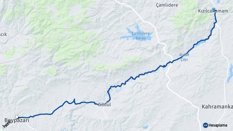 Ankara Kızılcahamam Beypazarı Arası Kaç Km - Yol Haritası