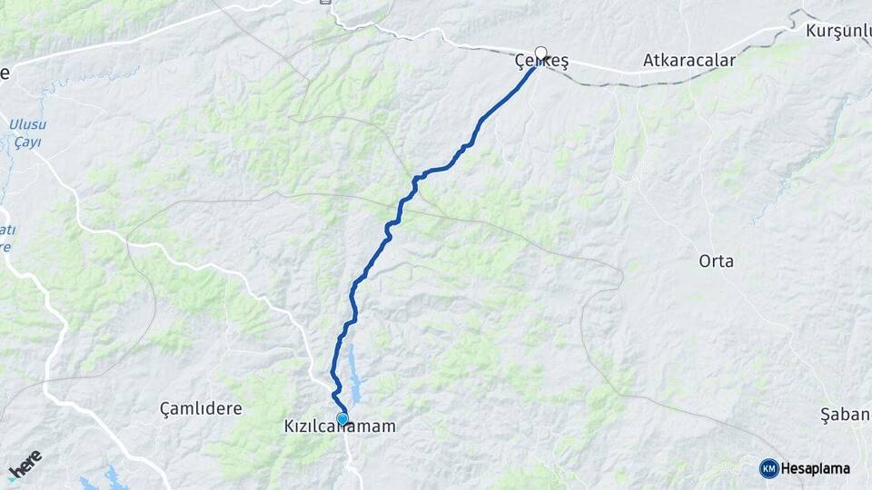 Ankara Kızılcahamam Çerkeş Çankırı Arası Kaç Km - Yol Haritası