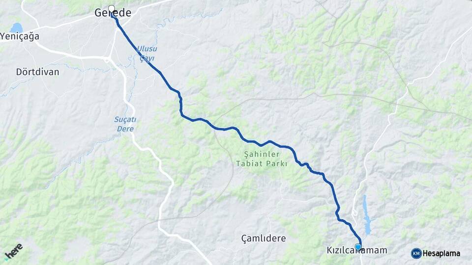 Ankara Kızılcahamam Gerede Bolu Arası Kaç Km - Yol Haritası