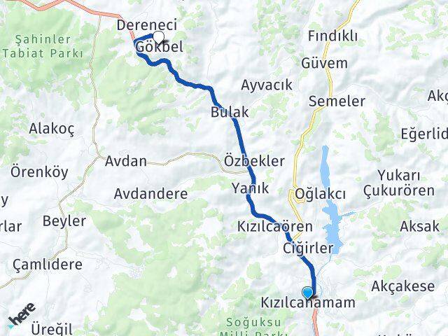 Ankara Kızılcahamam Gökbel Kızılcahamam Arası Kaç Km - Yol Haritası