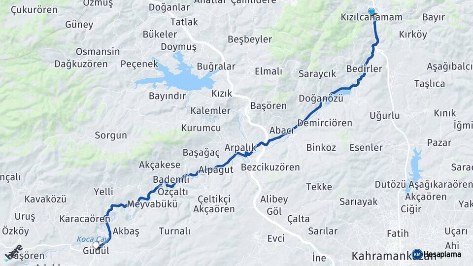 Ankara Kızılcahamam Güdül Arası Kaç Km - Yol Haritası