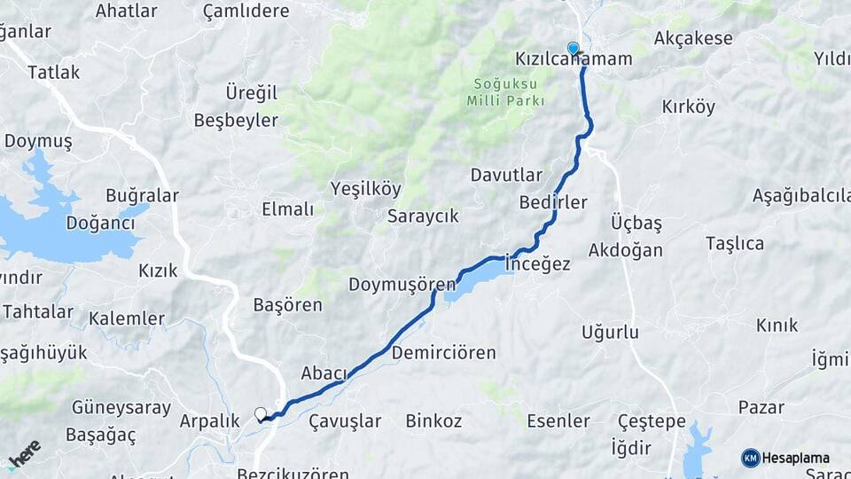 Ankara Kızılcahamam Gümele Kızılcahamam Arası Kaç Km - Yol Haritası